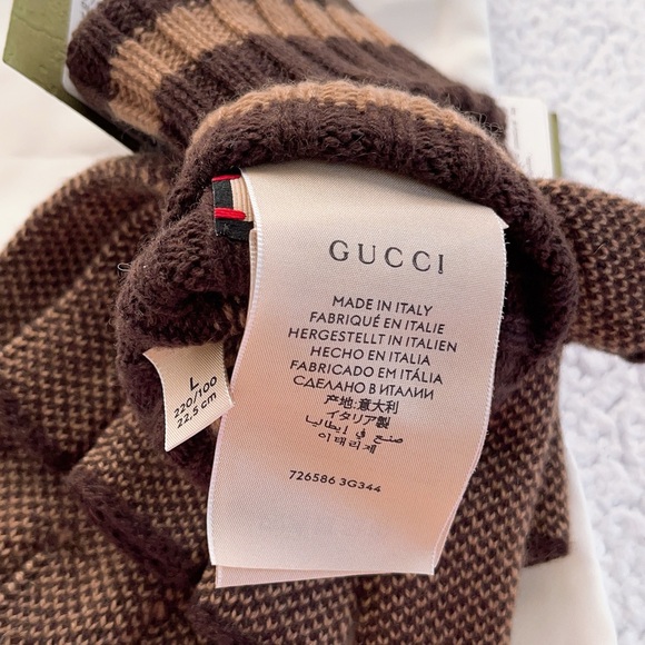 GUCCI GG CASHMERE FINGERLESS GLOVES - Picture 11 of 16